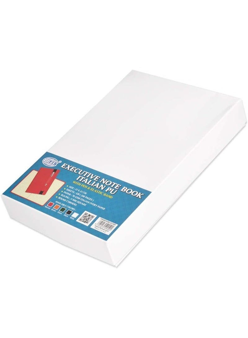 FIS Executive Notebook 120-Sheets Italian PU 5mm Square, 13x21cm, Maroon - FSNBEX5M1321MR - Image 2
